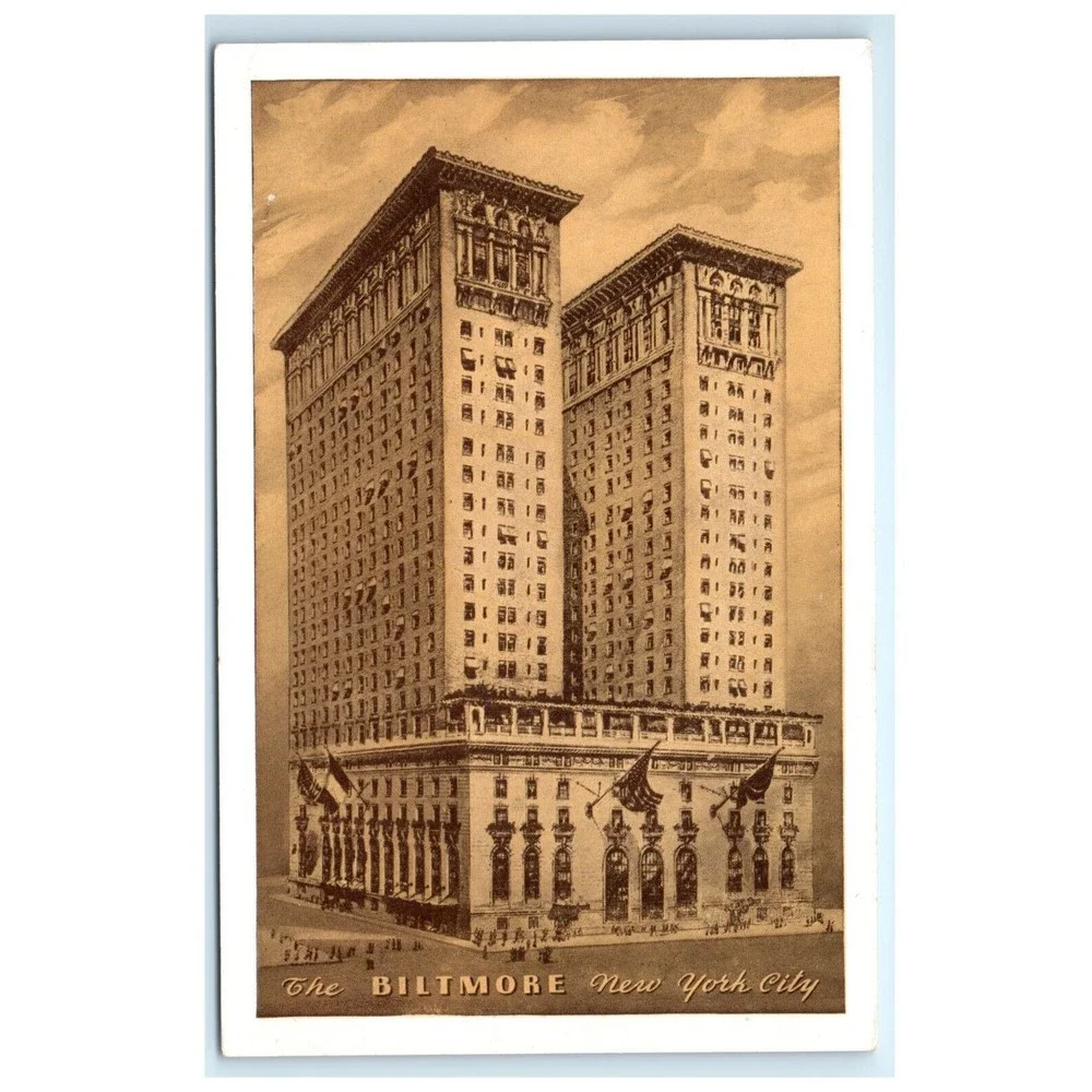 VTG Postcard New York‎ City Biltmore Hotel Artist Rendition Grand Central 1930s